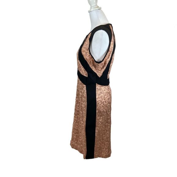 Ivanka Trump Metallic Lace Color Block Sheath‎ Dress Peach Blossom Size 10 - Picture 9 of 15